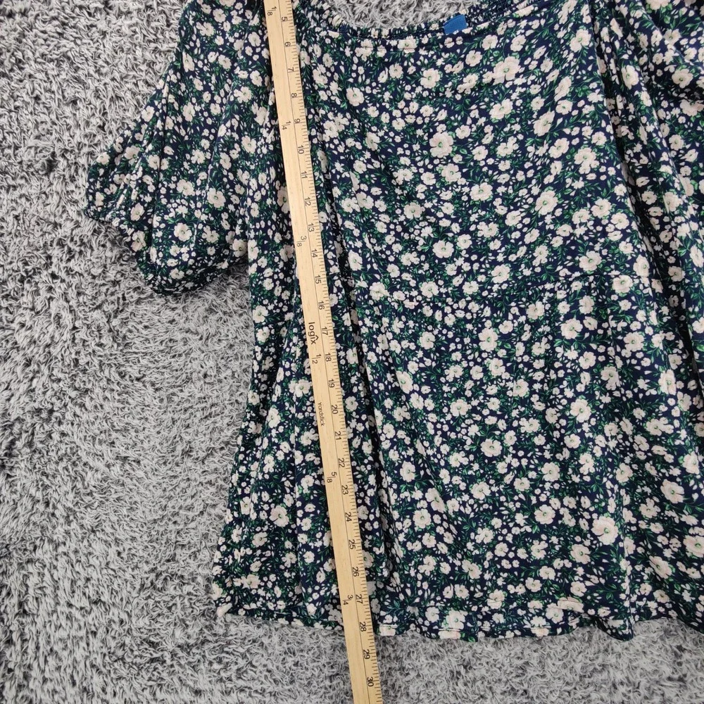 Old Navy Womens Cottagecore Babydoll Peasant Smocked Top 3X Floral Puff Sleeve